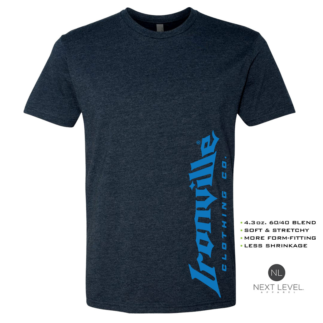 Ironville BLUE VERT LOGO Soft-Blend Fitted Gym T-shirt