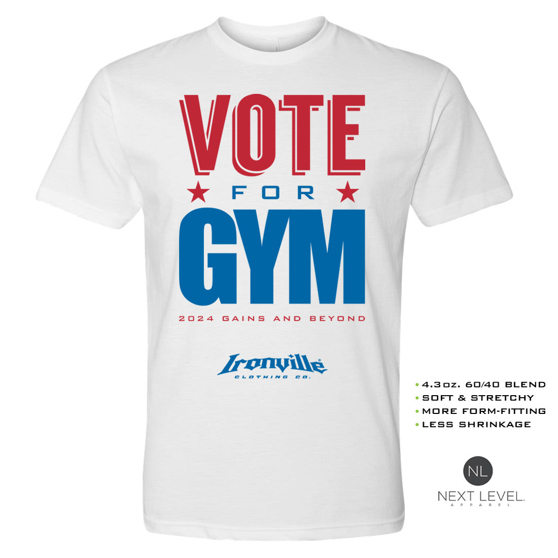 Ironville VOTE FOR GYM Soft-Blend Gym T-shirt